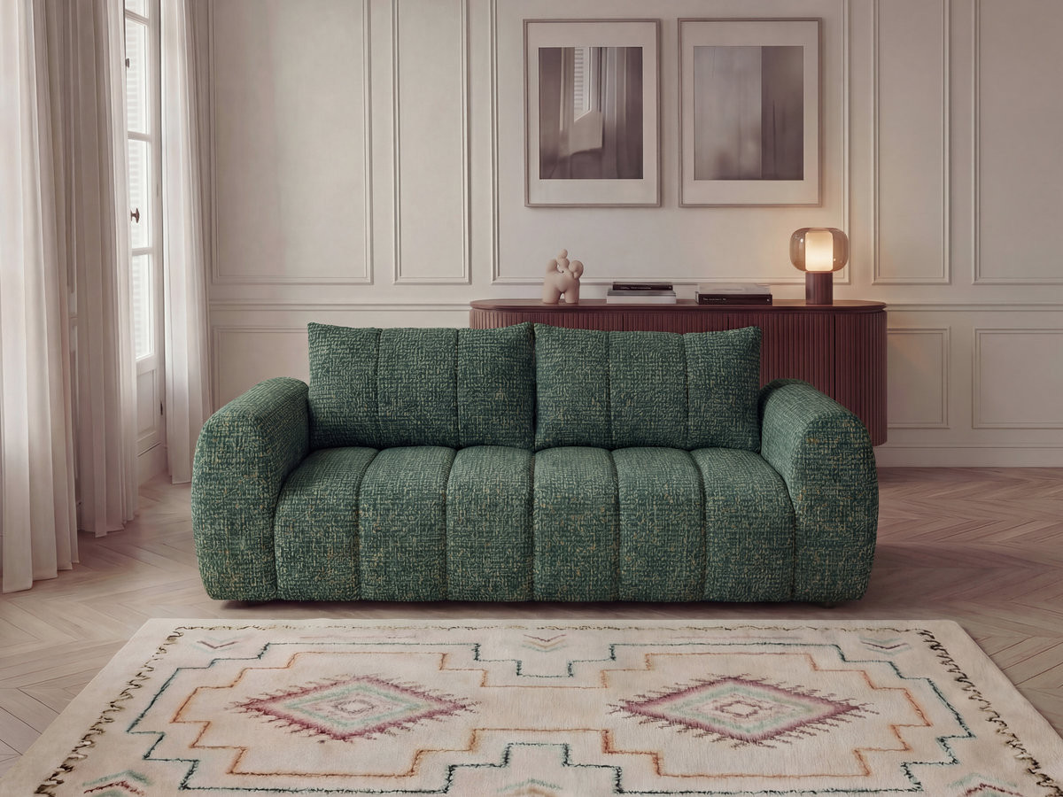 Canapé droit 3 places NESTY chiné vert foncé — vue 4