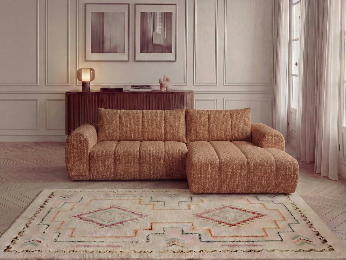 Canapé d'angle fixe NESTY tissu chiné