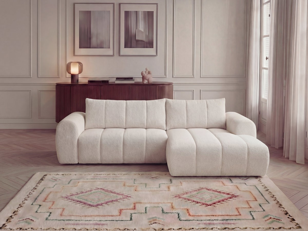 Canapé d'angle L NESTY chiné beige — vue 4