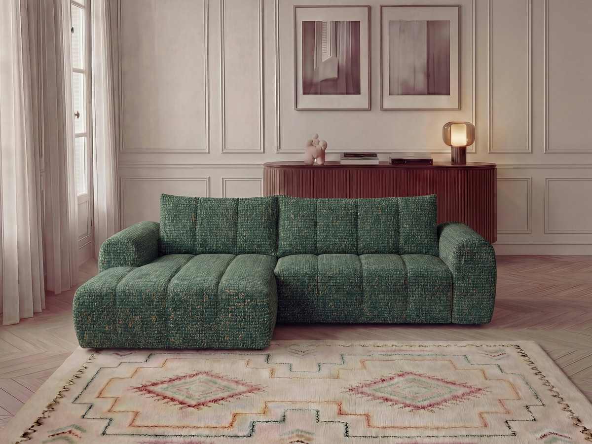 Canapé d'angle L NESTY chiné vert foncé — vue 4