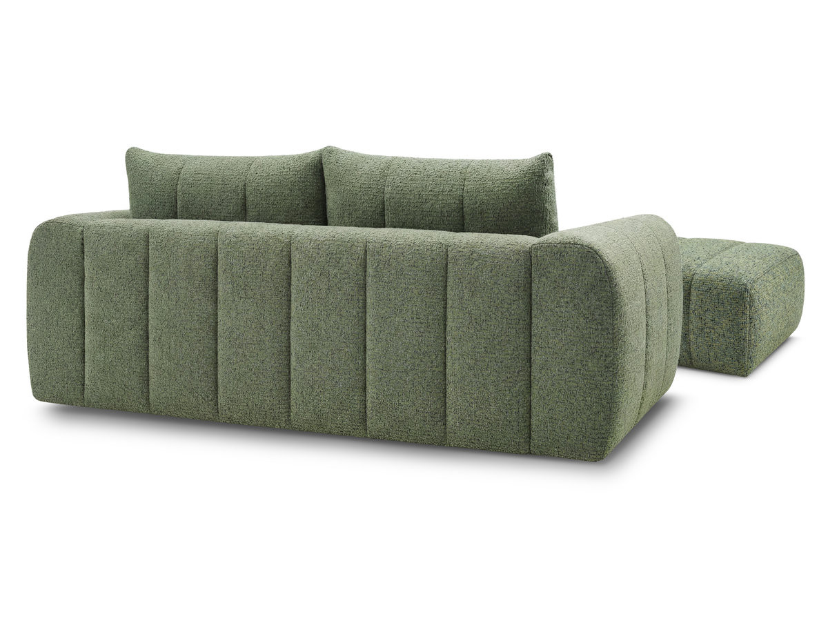 Canapé droit fixe 3 places NESTY tissu chiné avec pouf