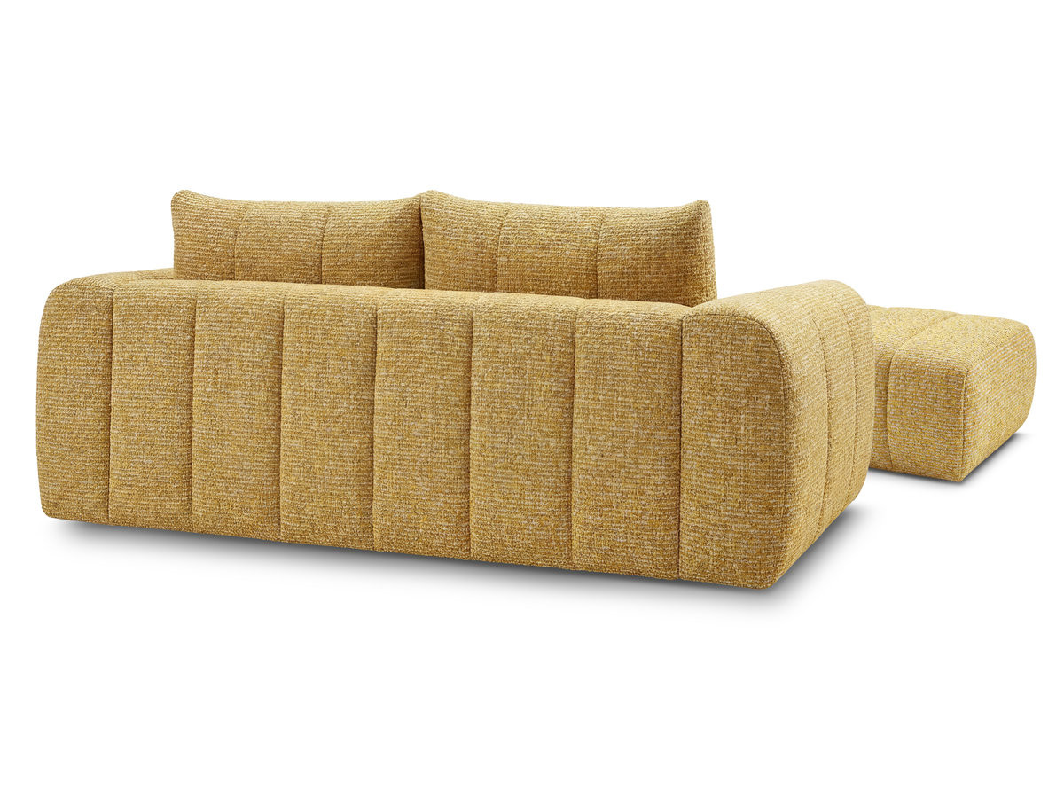 Canapé droit fixe 3 places NESTY tissu chiné avec pouf