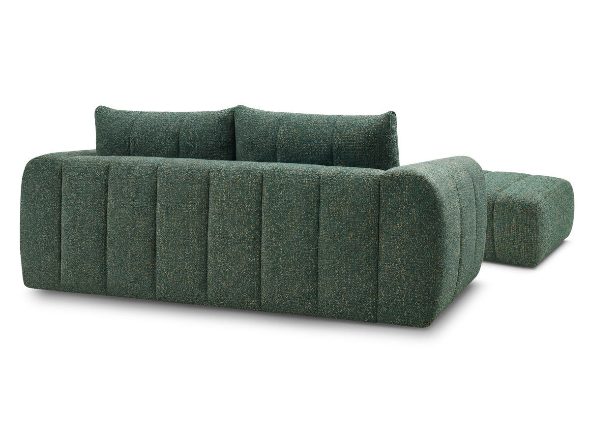 Canapé droit fixe 3 places NESTY tissu chiné avec pouf