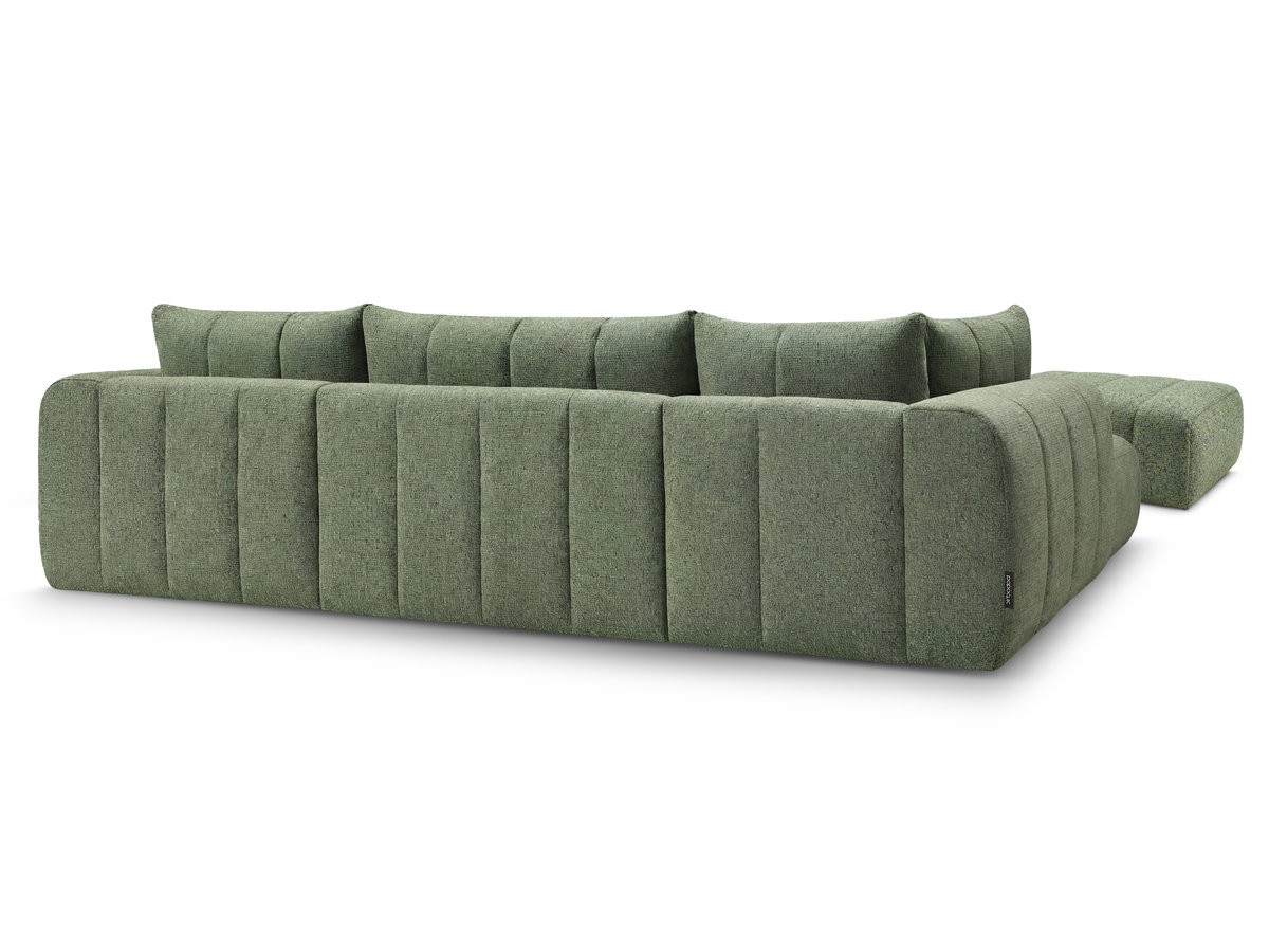 NESTY vaste panoramabank in gemêleerde stof met voetenbank