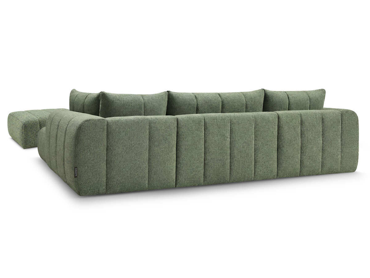 Canapé panoramique fixe NESTY tissu chiné avec pouf