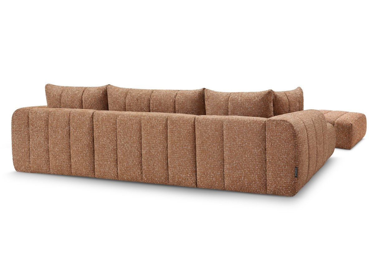 NESTY vaste panoramabank in gemêleerde stof met voetenbank