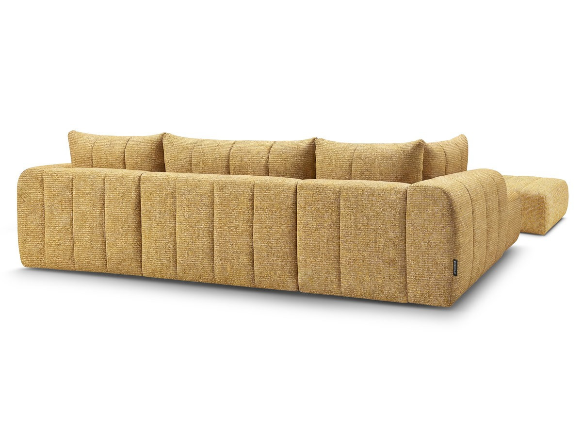 NESTY vaste panoramabank in gemêleerde stof met voetenbank