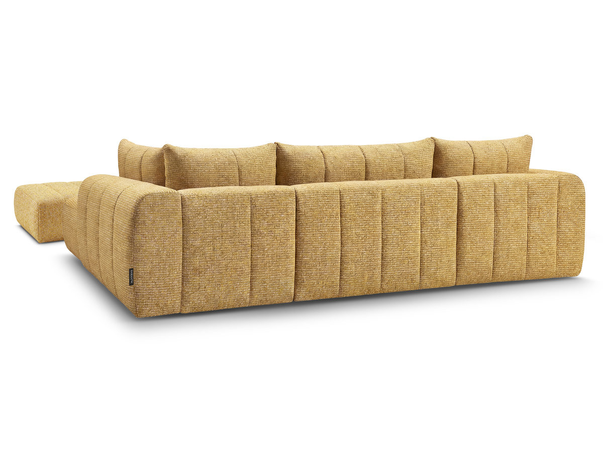 Canapé panoramique fixe NESTY tissu chiné avec pouf