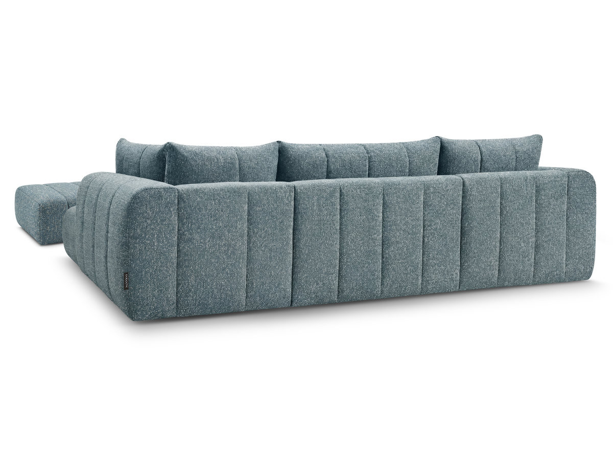 Canapé panoramique fixe NESTY tissu chiné avec pouf