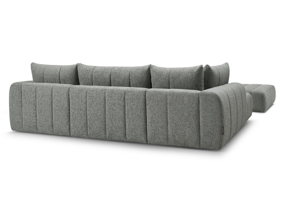 NESTY vaste panoramabank in gemêleerde stof met voetenbank