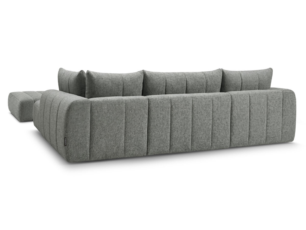 Canapé panoramique fixe NESTY tissu chiné avec pouf