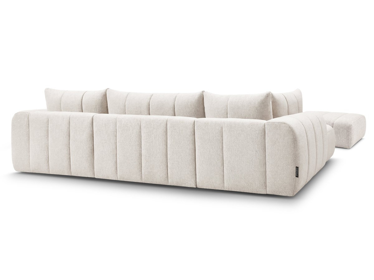 Canapé panoramique fixe NESTY tissu chiné avec pouf