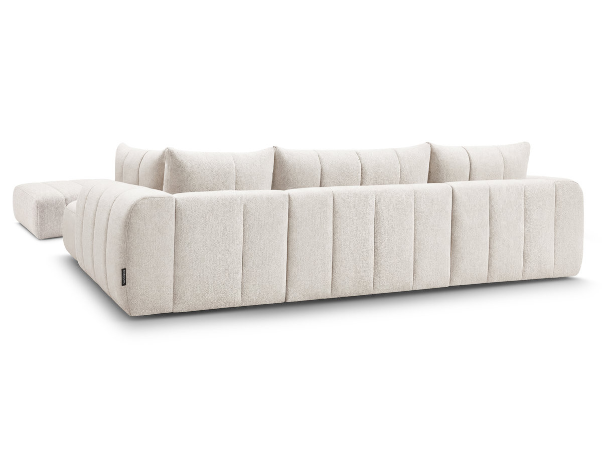 Canapé panoramique fixe NESTY tissu chiné avec pouf