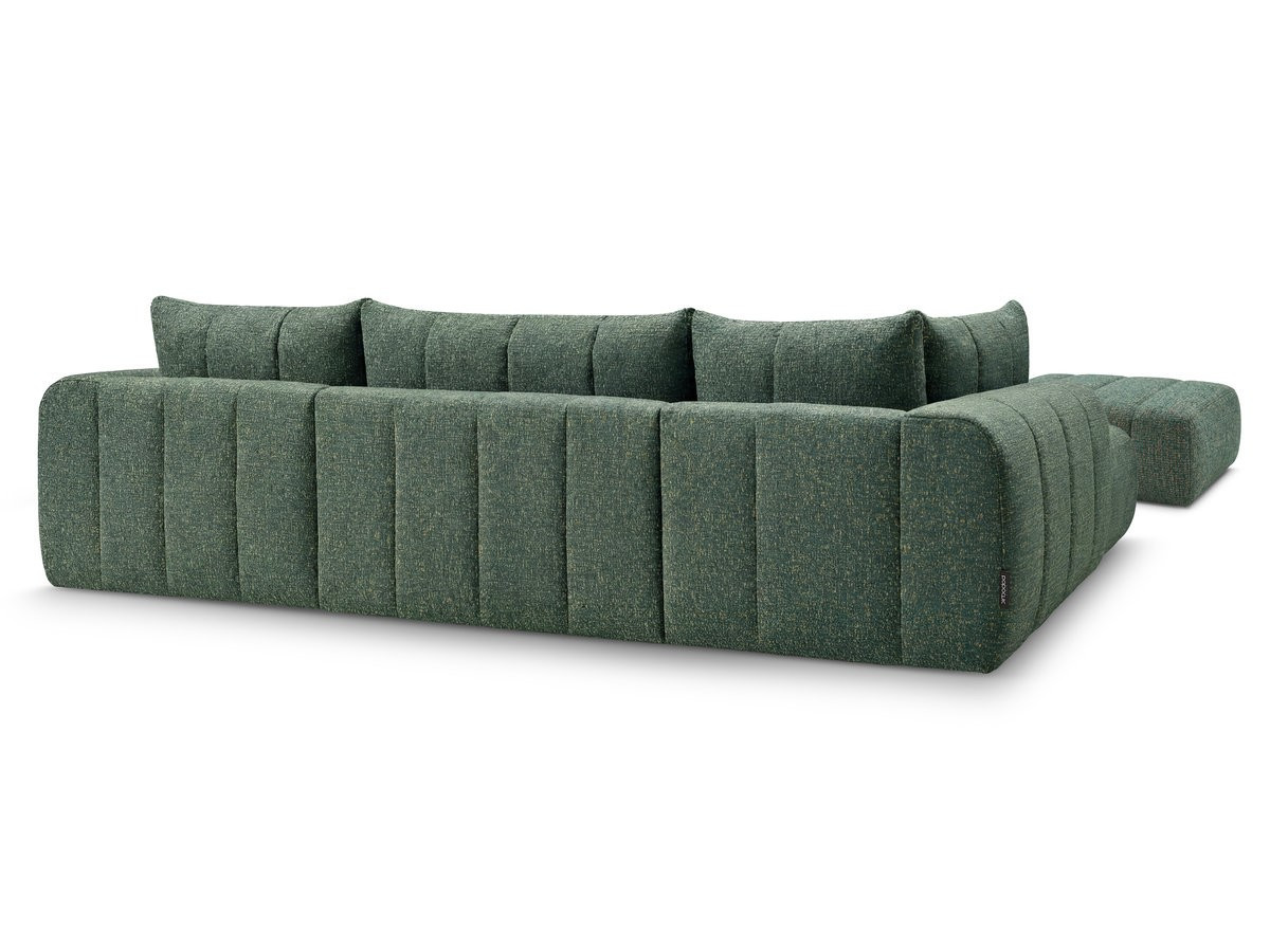 Canapé panoramique fixe NESTY tissu chiné avec pouf