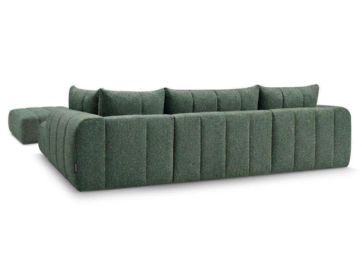 Canapé panoramique fixe NESTY tissu chiné avec pouf