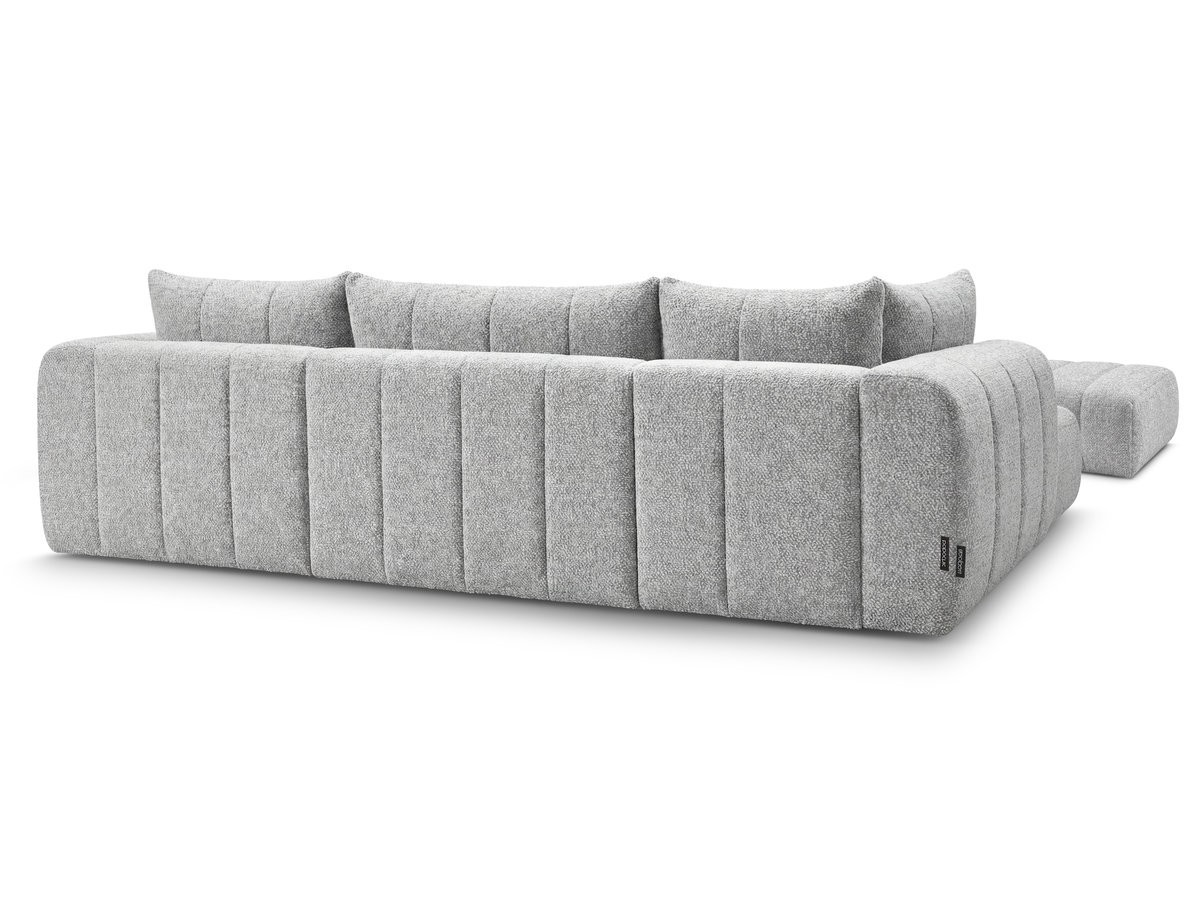 NESTY vaste panoramabank in gemêleerde stof met voetenbank