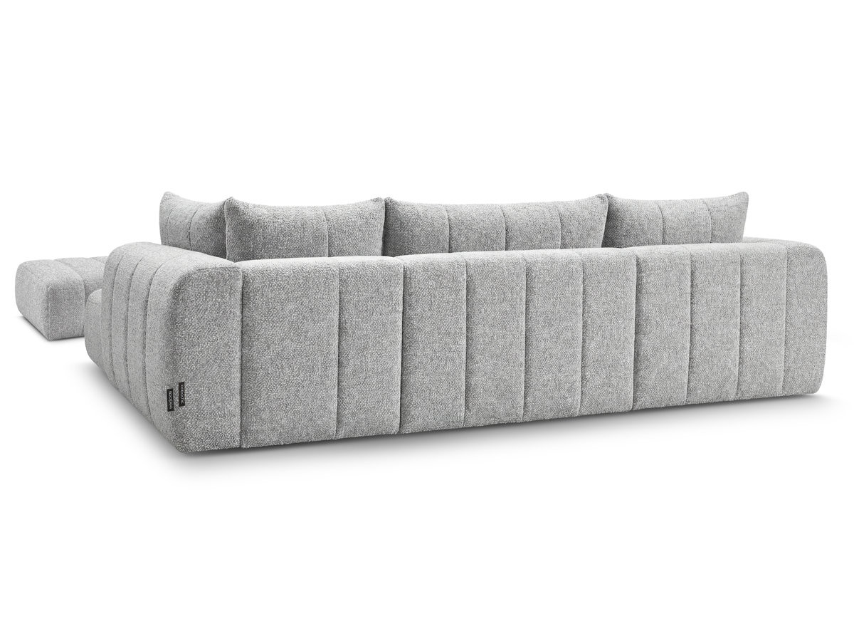 Canapé panoramique fixe NESTY tissu chiné avec pouf