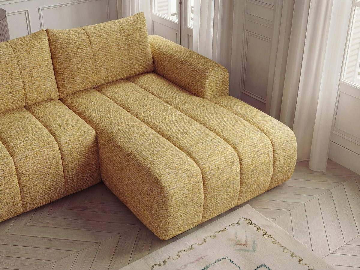 Canapé panoramique NESTY chiné avec pouf jaune — vue 6