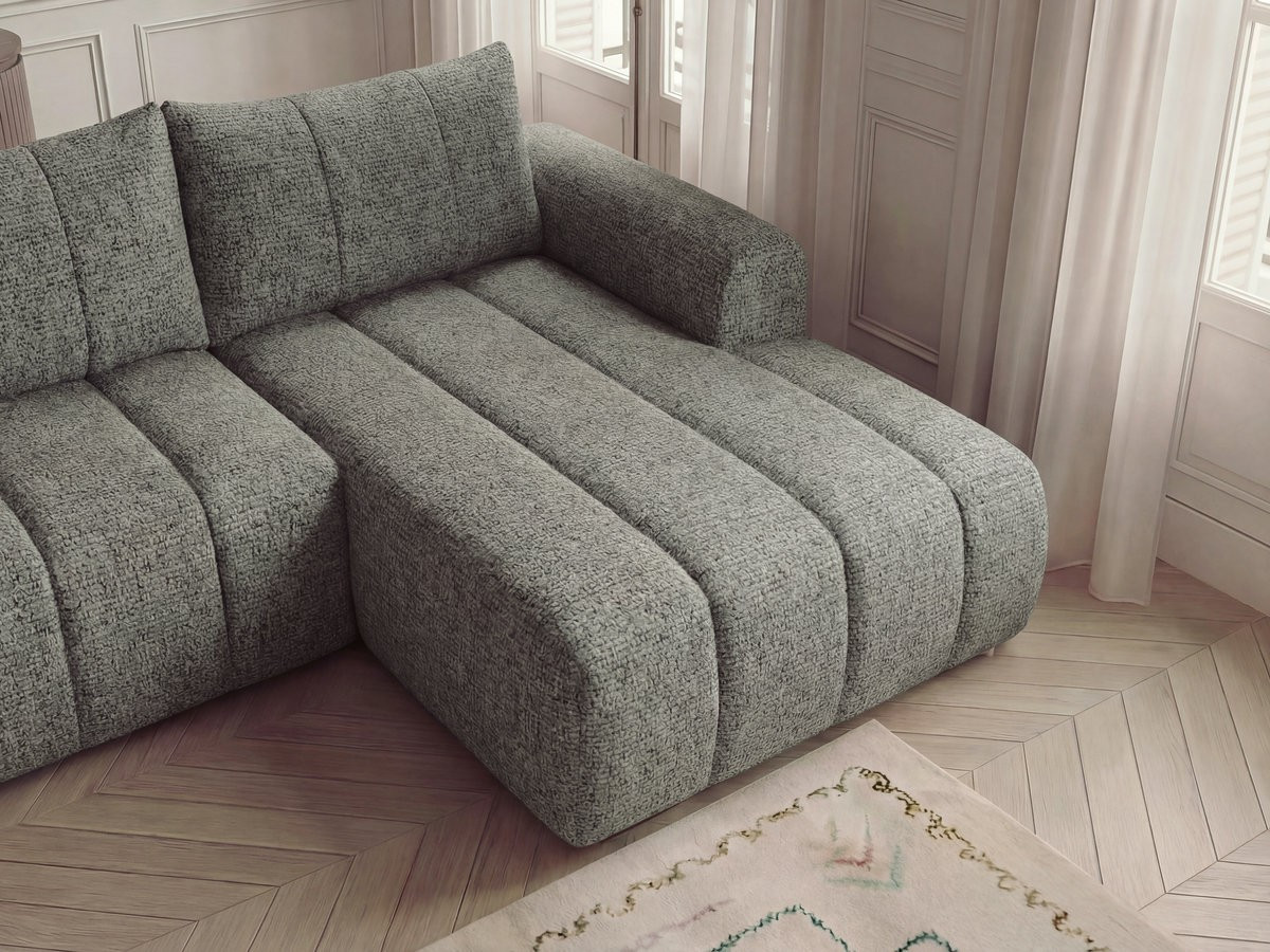 Canapé panoramique NESTY chiné avec pouf gris foncé — vue 6