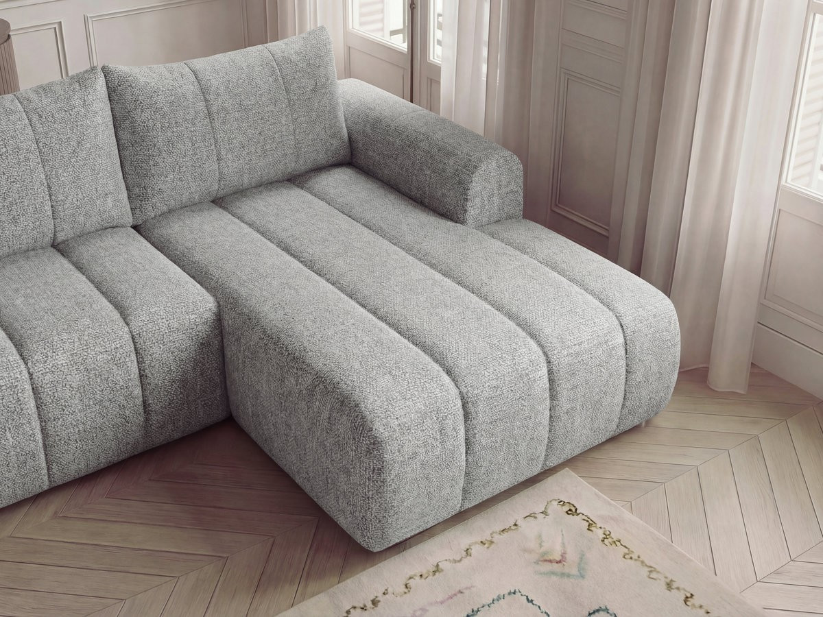 Canapé panoramique NESTY chiné avec pouf gris clair — vue 6