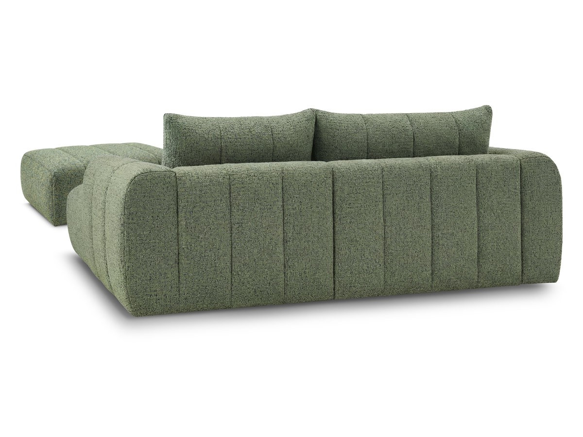 Canapé d'angle fixe NESTY tissu chiné avec pouf