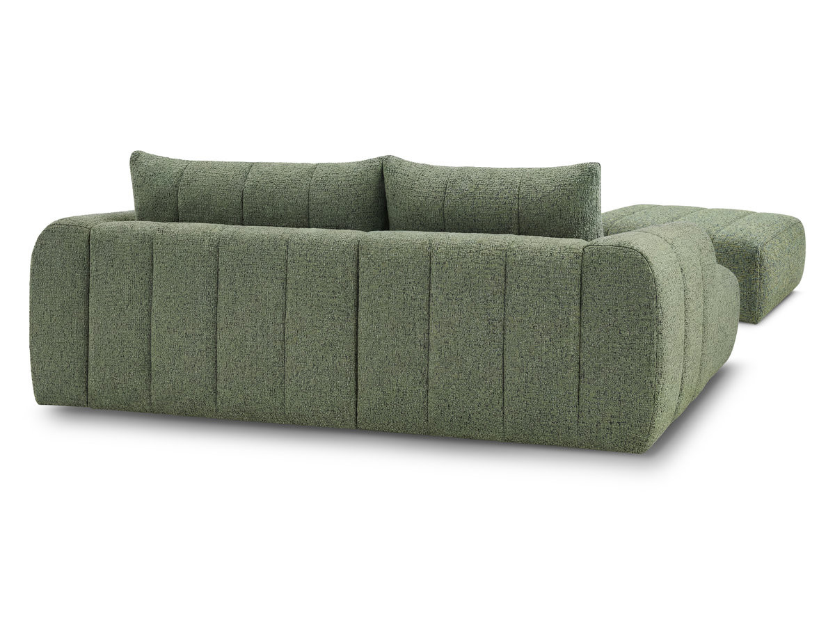 Canapé d'angle fixe NESTY tissu chiné avec pouf
