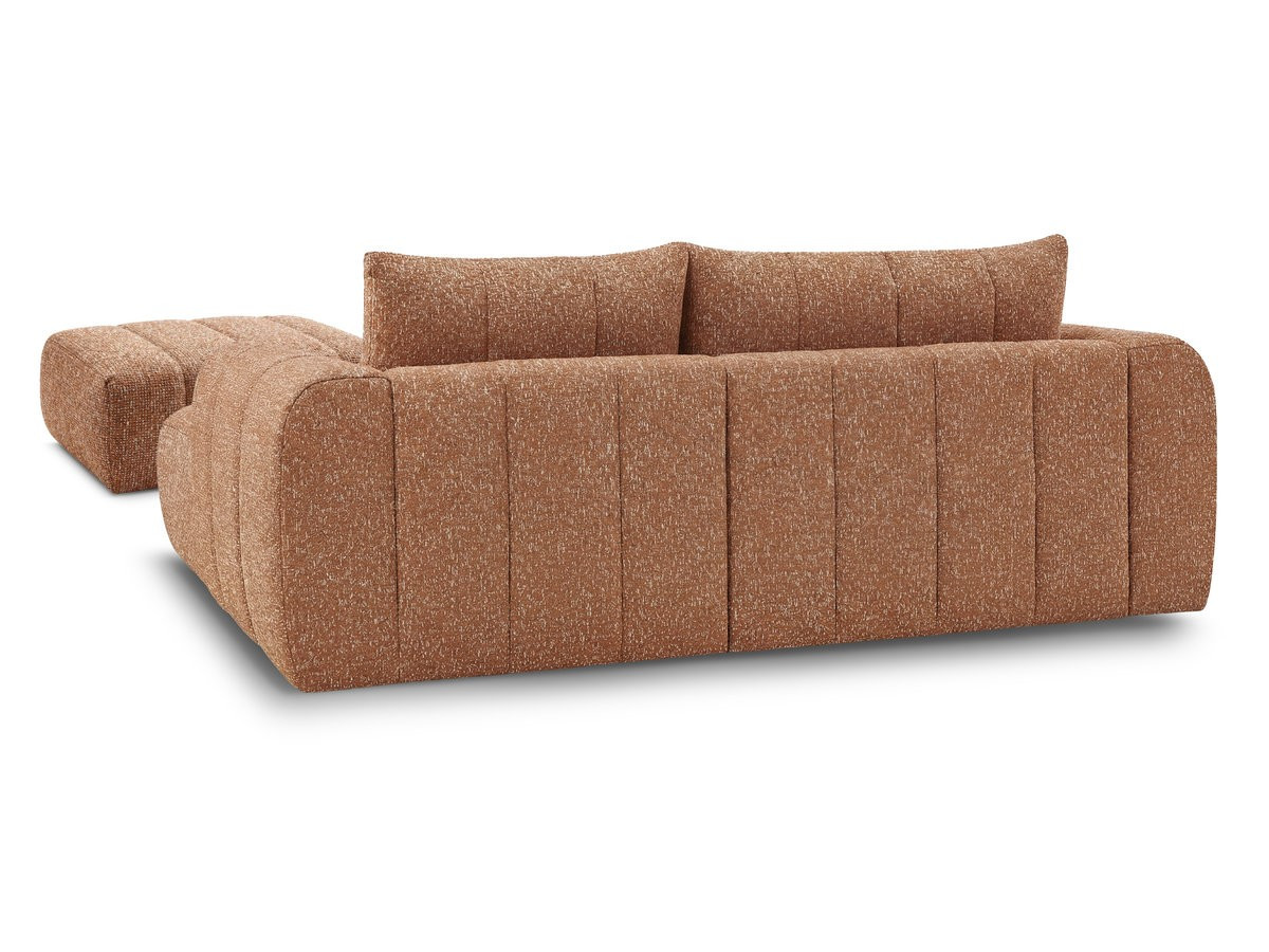 Canapé d'angle fixe NESTY tissu chiné avec pouf