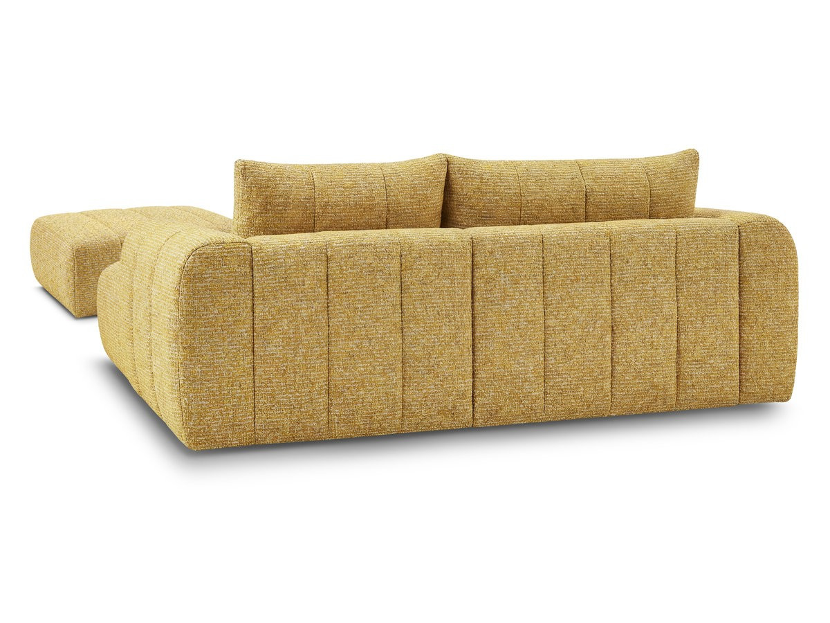 Canapé d'angle fixe NESTY tissu chiné avec pouf