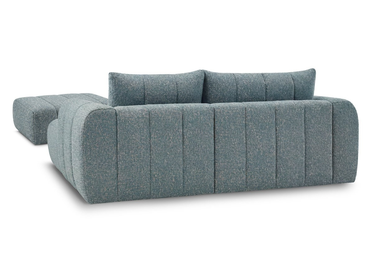 Canapé d'angle fixe NESTY tissu chiné avec pouf