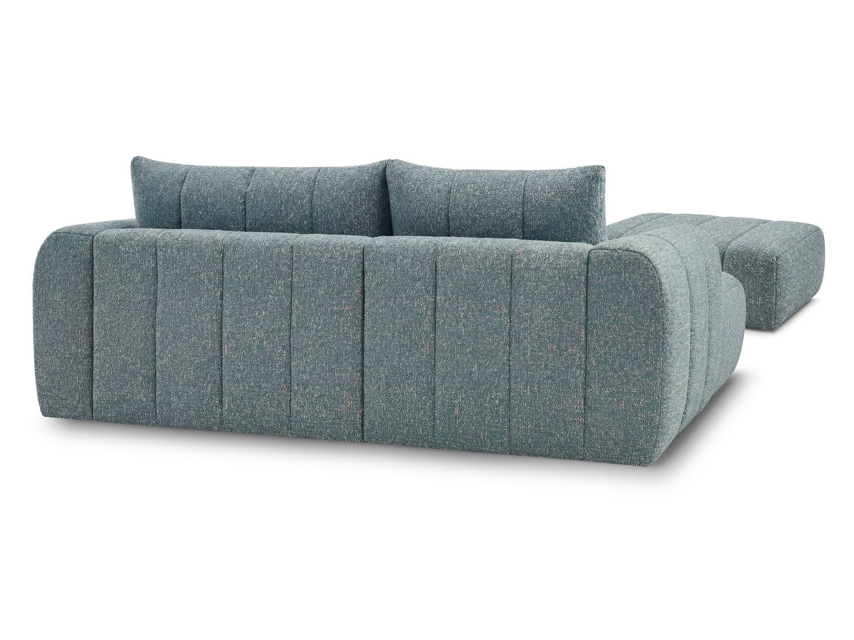 Canapé d'angle fixe NESTY tissu chiné avec pouf