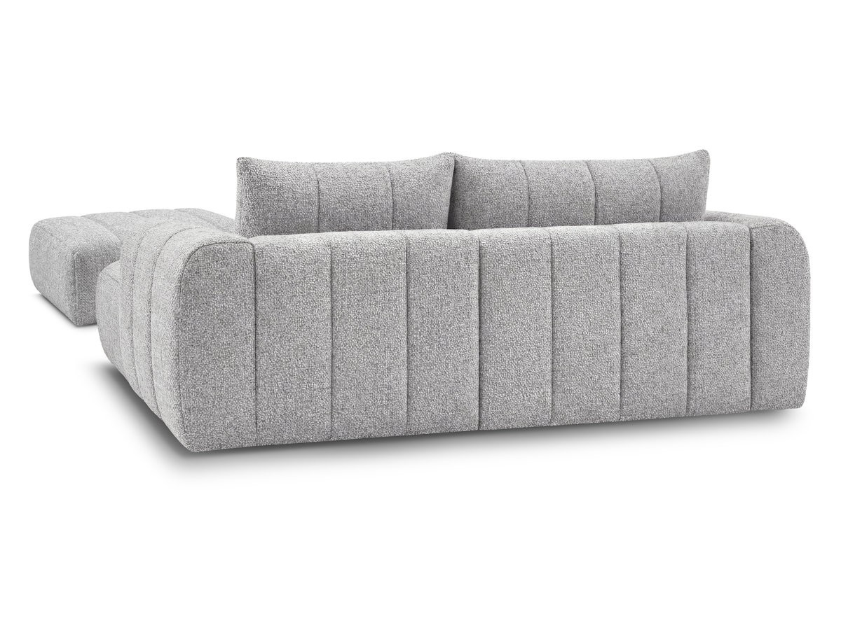 Canapé d'angle fixe NESTY tissu chiné avec pouf