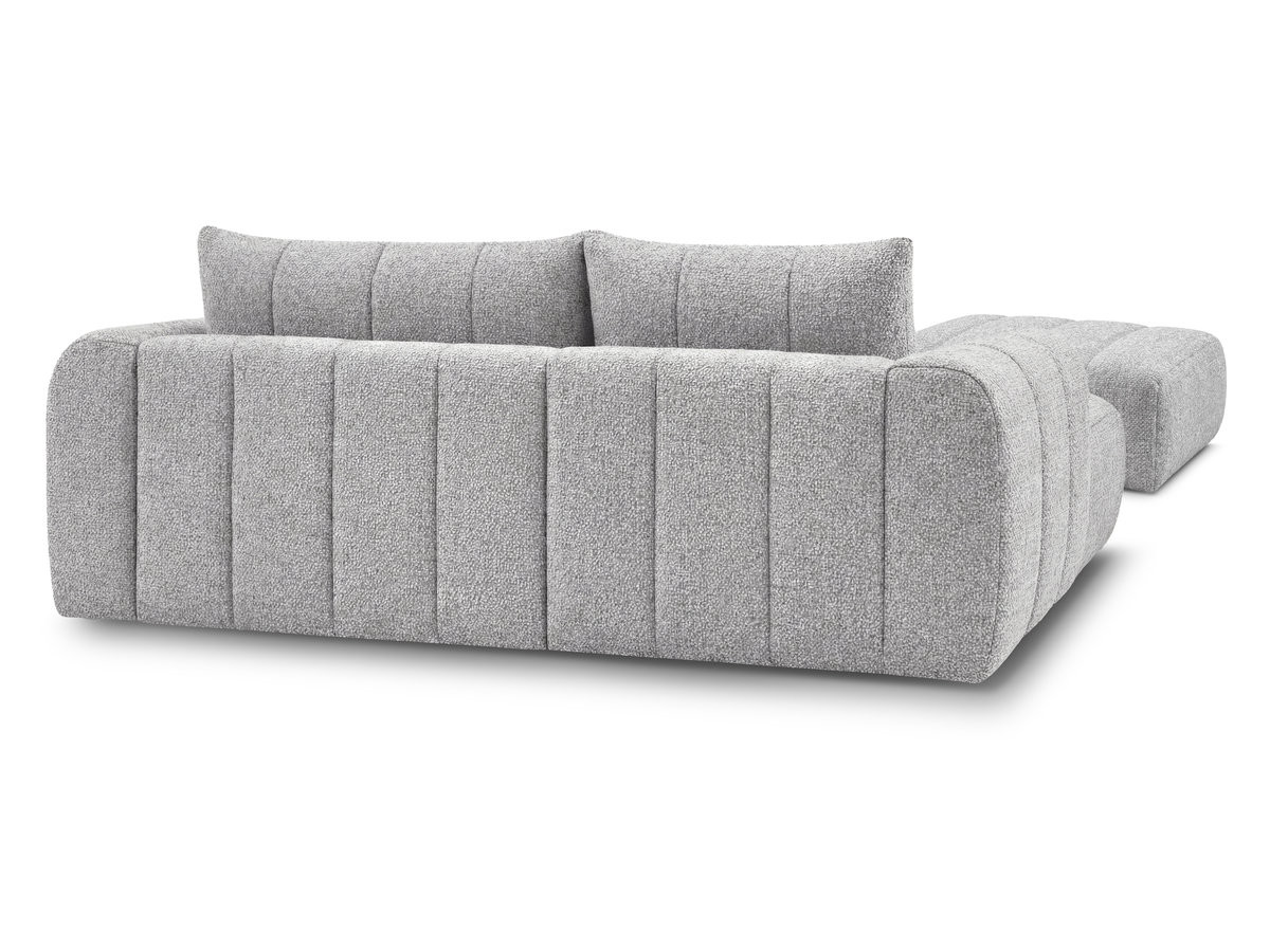 Canapé d'angle fixe NESTY tissu chiné avec pouf