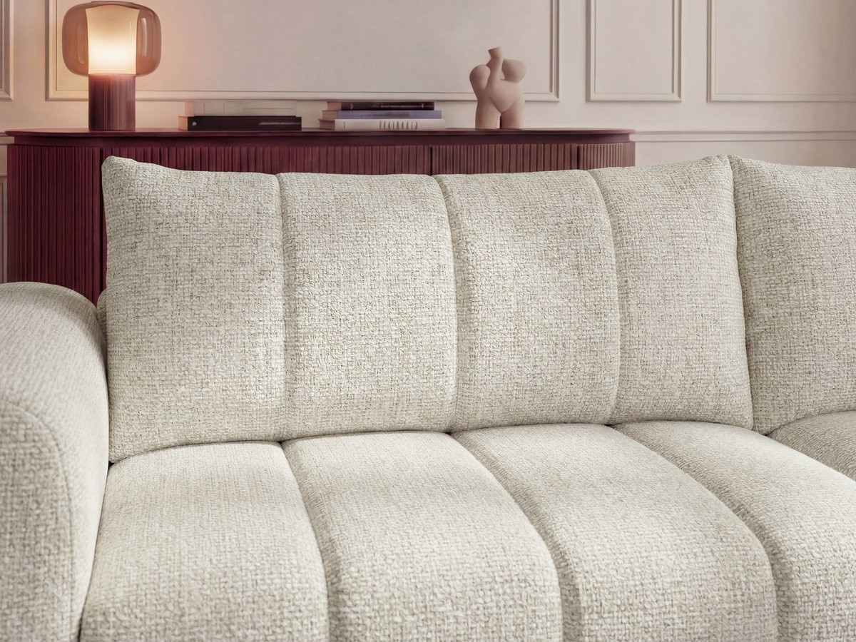 NESTY hoekbank met vaste bekleding in gemêleerde stof