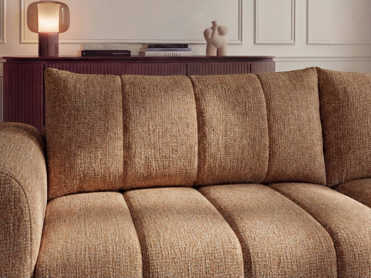 Canapé d'angle NESTY chiné avec pouf orange — vue 6