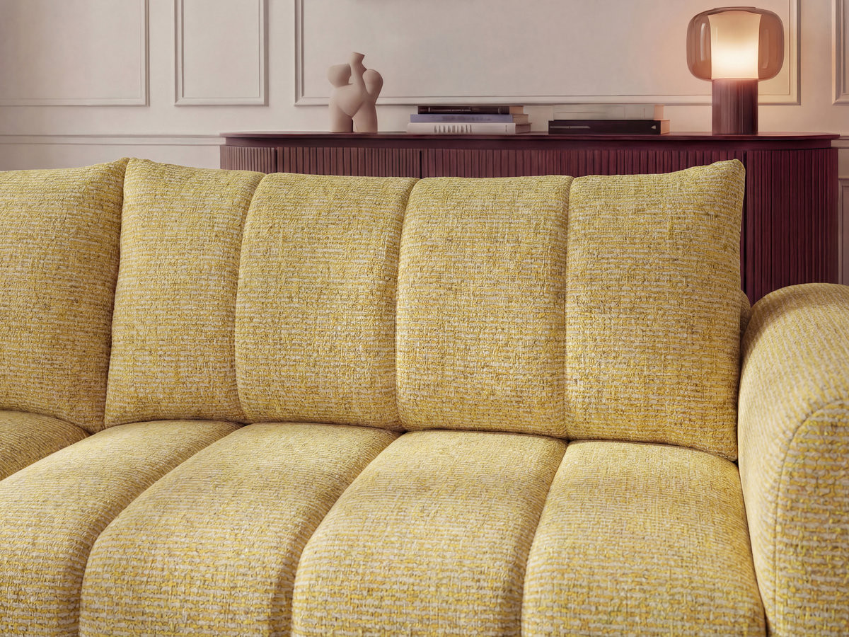 NESTY vaste hoekbank in gemêleerde stof met voetenbank