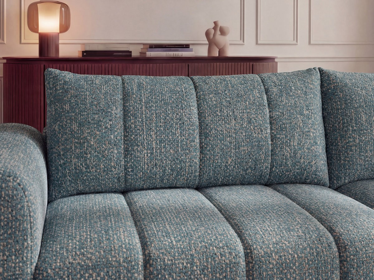 Canapé d'angle NESTY chiné avec pouf bleu — vue 6