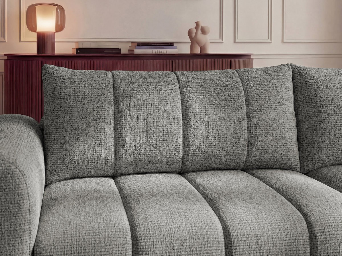 Canapé d'angle NESTY chiné avec pouf gris foncé — vue 6