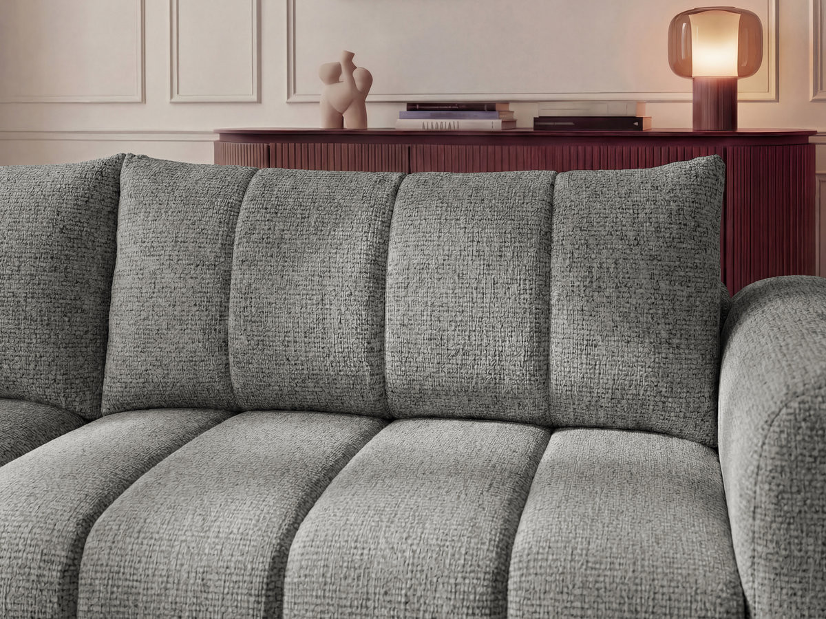 NESTY vaste hoekbank in gemêleerde stof met voetenbank