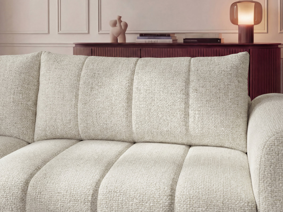 Canapé d'angle NESTY chiné avec pouf beige — vue 6