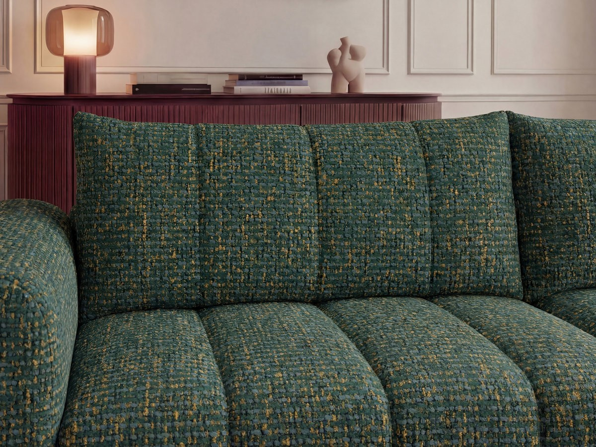 Canapé d'angle NESTY chiné avec pouf vert foncé — vue 6