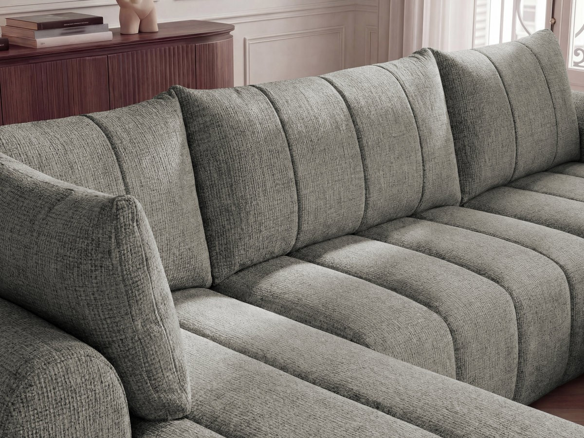 Canapé panoramique NESTY chiné avec pouf gris foncé — vue 5