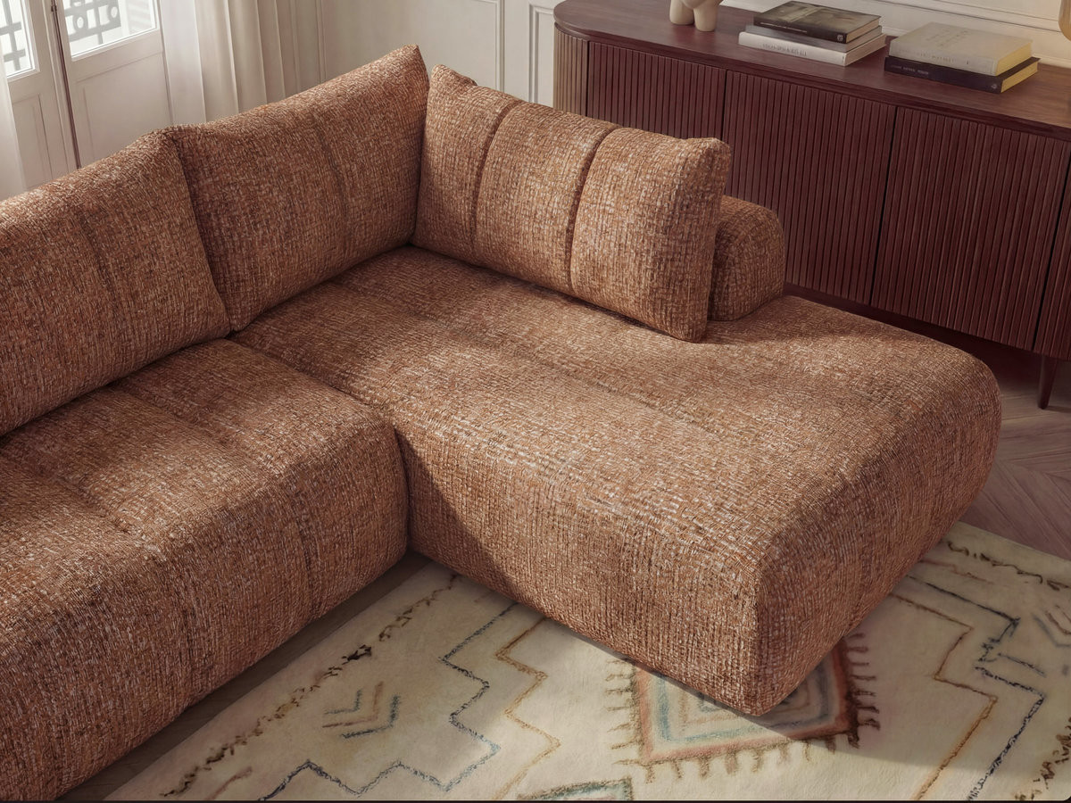 NESTY vaste L-vormige hoekbank in gemêleerde stof