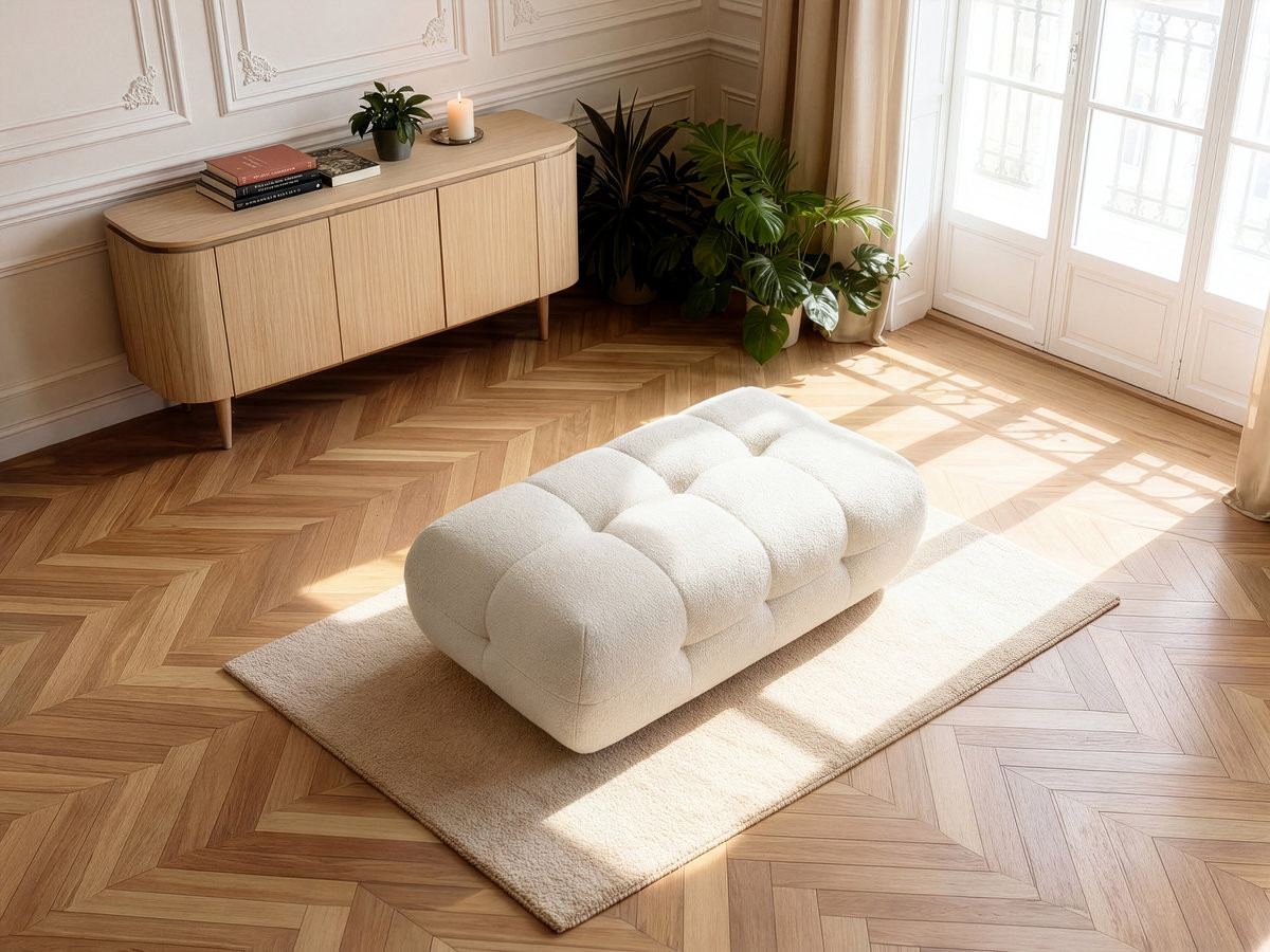 Pouf grand LAURA chiné beige — vue 4