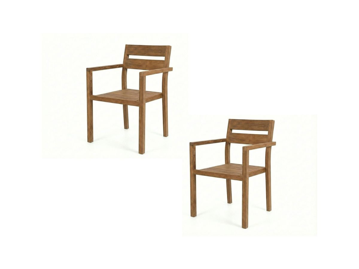 Lot de 2 fauteuils de jardin BALI bois de teck