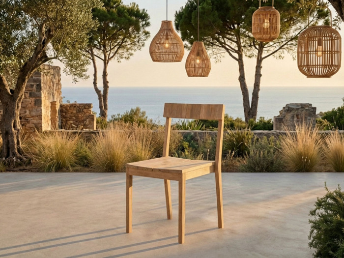 Lot de 4 chaises de jardin BORNEO bois de teck