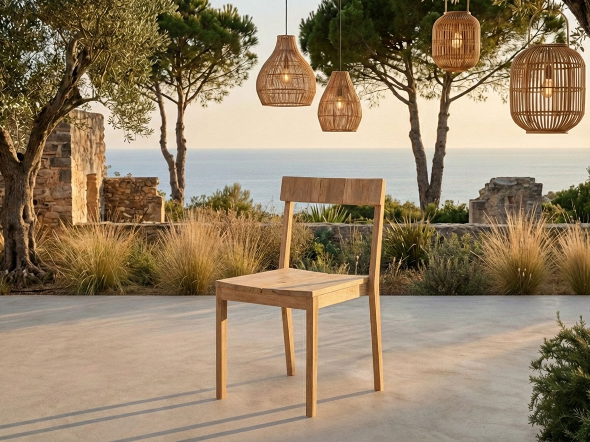 Lot de 4 chaises de jardin BORNEO bois de teck