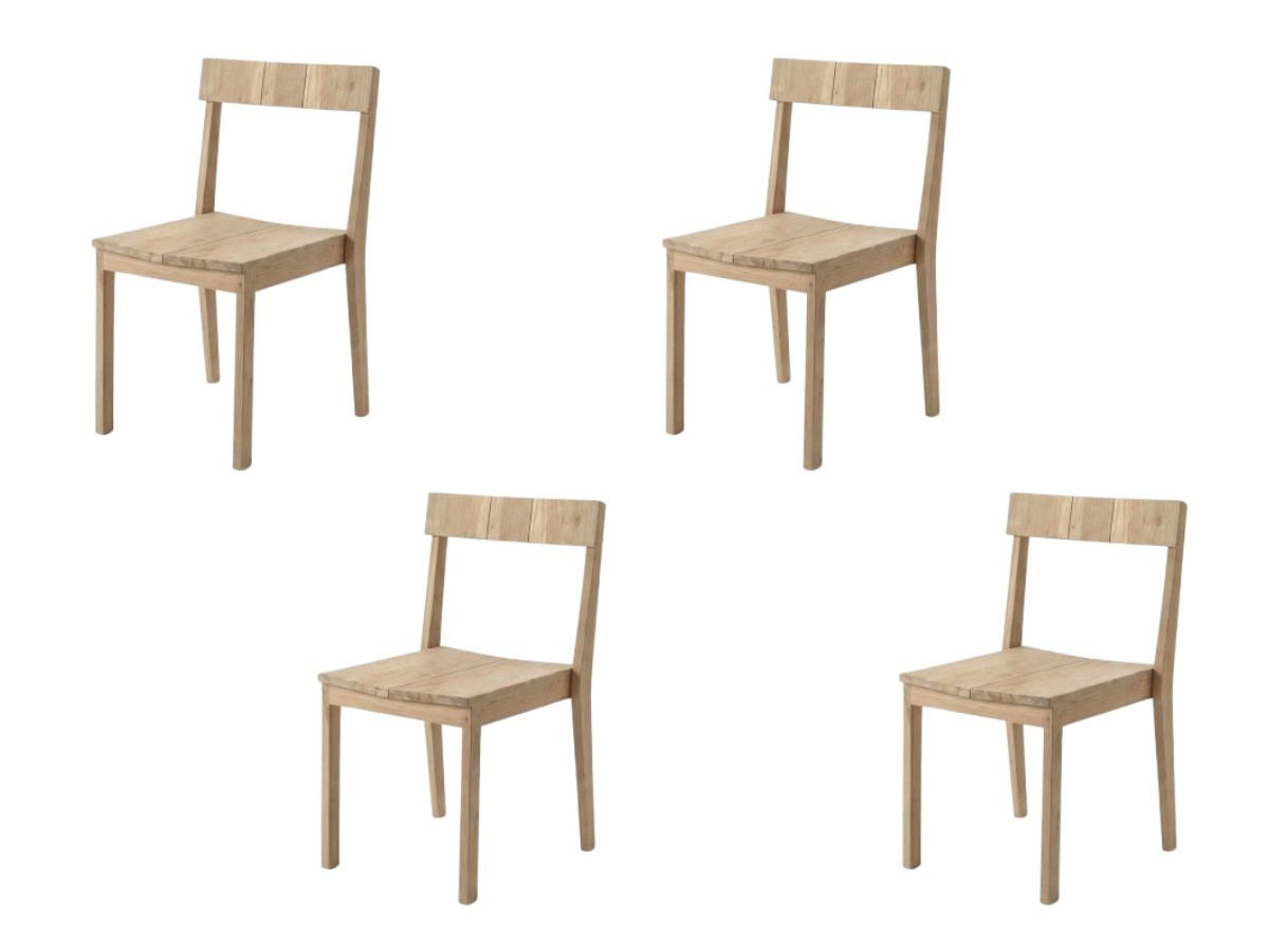 Set van 4 BORNEO teakhouten tuinstoelen