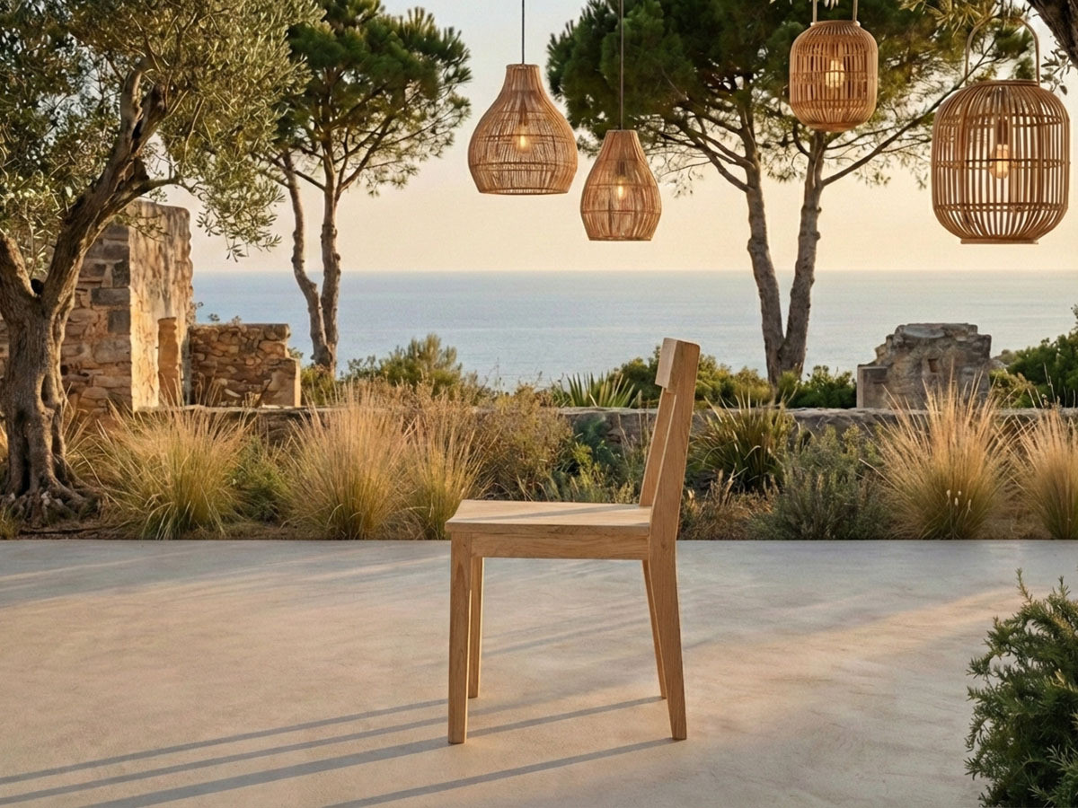 Set van 4 BORNEO teakhouten tuinstoelen