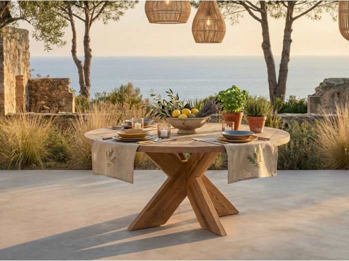 Table de jardin D.150 cm LUNE bois de teck