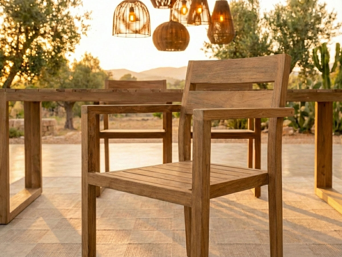 LOMBOK tuinset met tafel van 200 cm + 6 teakhouten stoelen